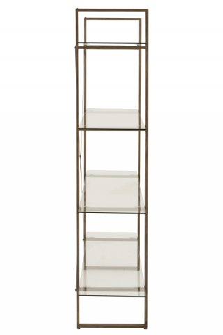 Étagère rectangulaire 4 niveaux TOTA en verre et métal or.